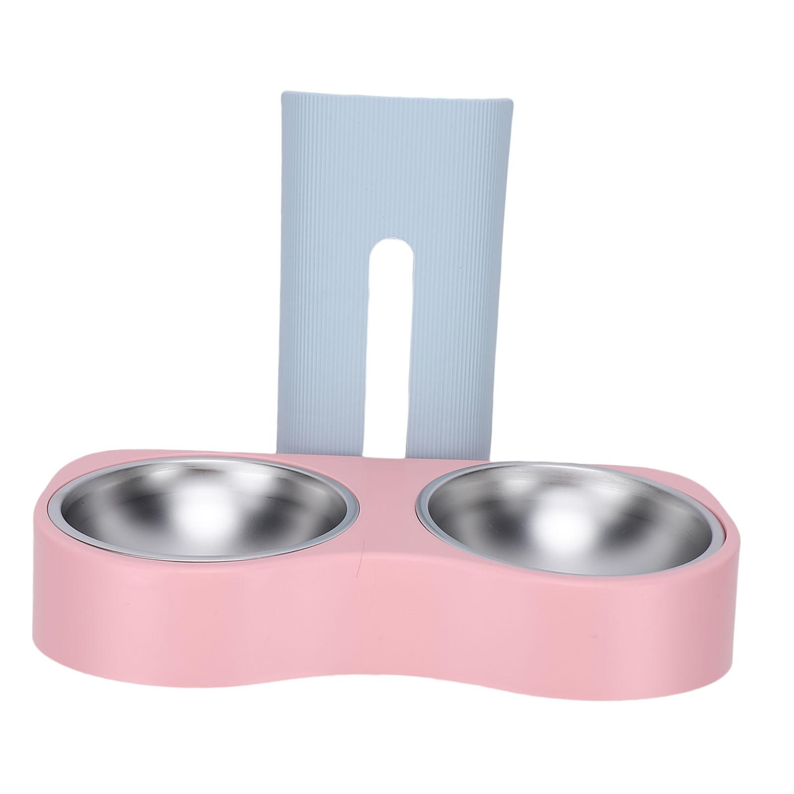 Wall Mounted Pet Feeding Bowl Stainless Steel   Height Double Bowls Wall Pet Dish Feeding Station