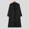 INCERUN Autumn Men Long Sleeve Striped Open Front Long Cardigan Coats Windbreaker