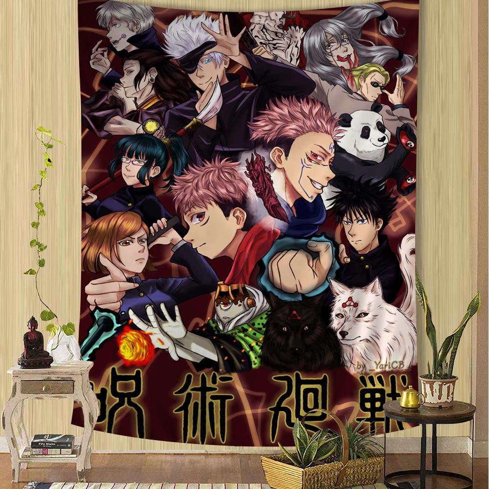 Jujutsu Kaisen Suguru Geto Vintage Colorful Tapestry Wall Hanging Hanging Tarot Hippie Wall Rugs Dorm Home Decor