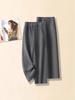Women's Gray Sequin Velvet Wide-Leg Trousers: Winter Warm, Casual, Thickened, Straight-Leg Fit