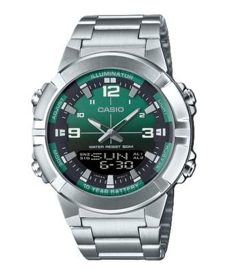 Analog Dijital Kombinasyon Paslanmaz Çelik Yeşil Kadran Kuvars AMW-870DA-3AV Erkek Saati
