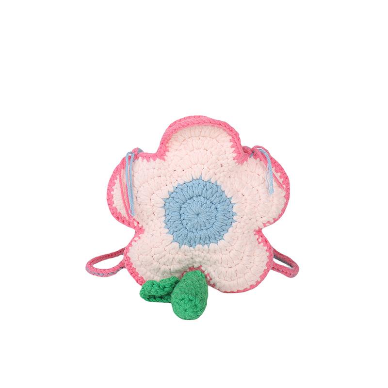 

Exquisite Color Matching Flowers Knitting Shoulder Bags Unique Design Cute Personality Fresh Crossbody Bags for Women 2025 New розовый