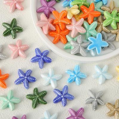 10pcs Handmade Craft Starfish Bead Ceramic Fresh Color Ceramic Spacer Loose Beads Bracelet Making Kit Necklace Earrings