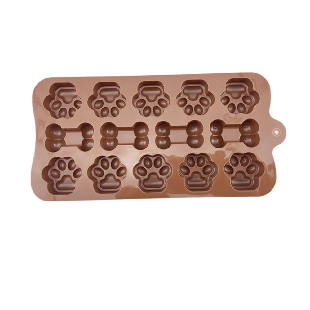 Silicone Chocolate Mold 14 -grid DIY Cake Baking Tool Dog Bone Cat Paw Temperature Resistance -40~ 230°C Pudding Jelly Mold