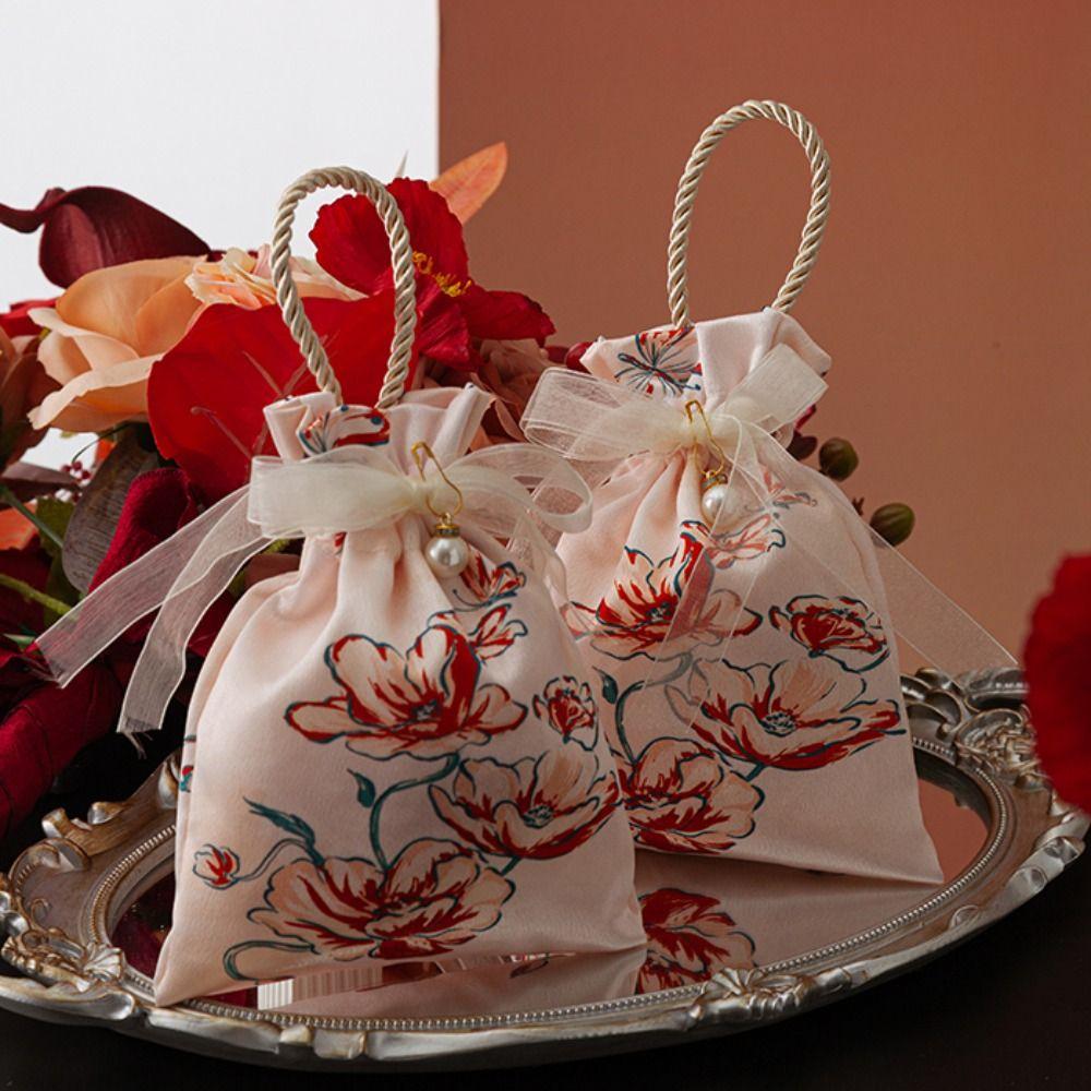 Pearl Festive Sugar Box Make Up Pouch Chinese Style Handbag Sweet Wedding Candy Bag Wedding