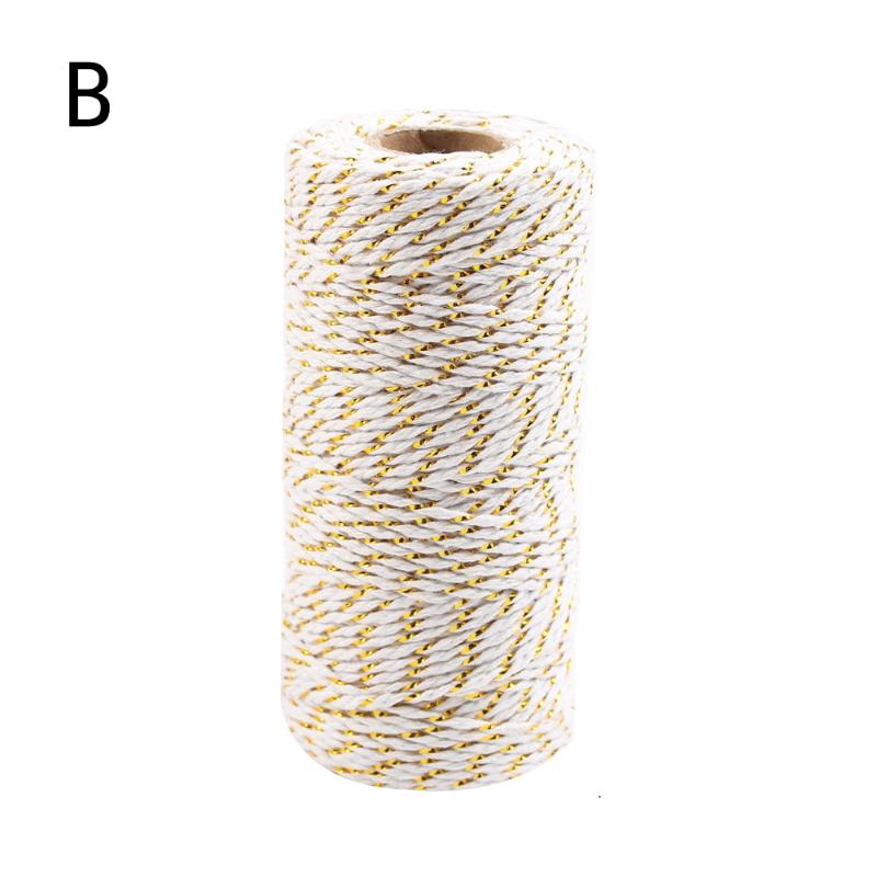 100M X 2mm Bavlněné Šňůrky Červená Zelená Bílá Smíšené Barvy Šňůrka na Štítky Provázek Nit DIY Stuha na Balení Dárků Vánoční Dekorace