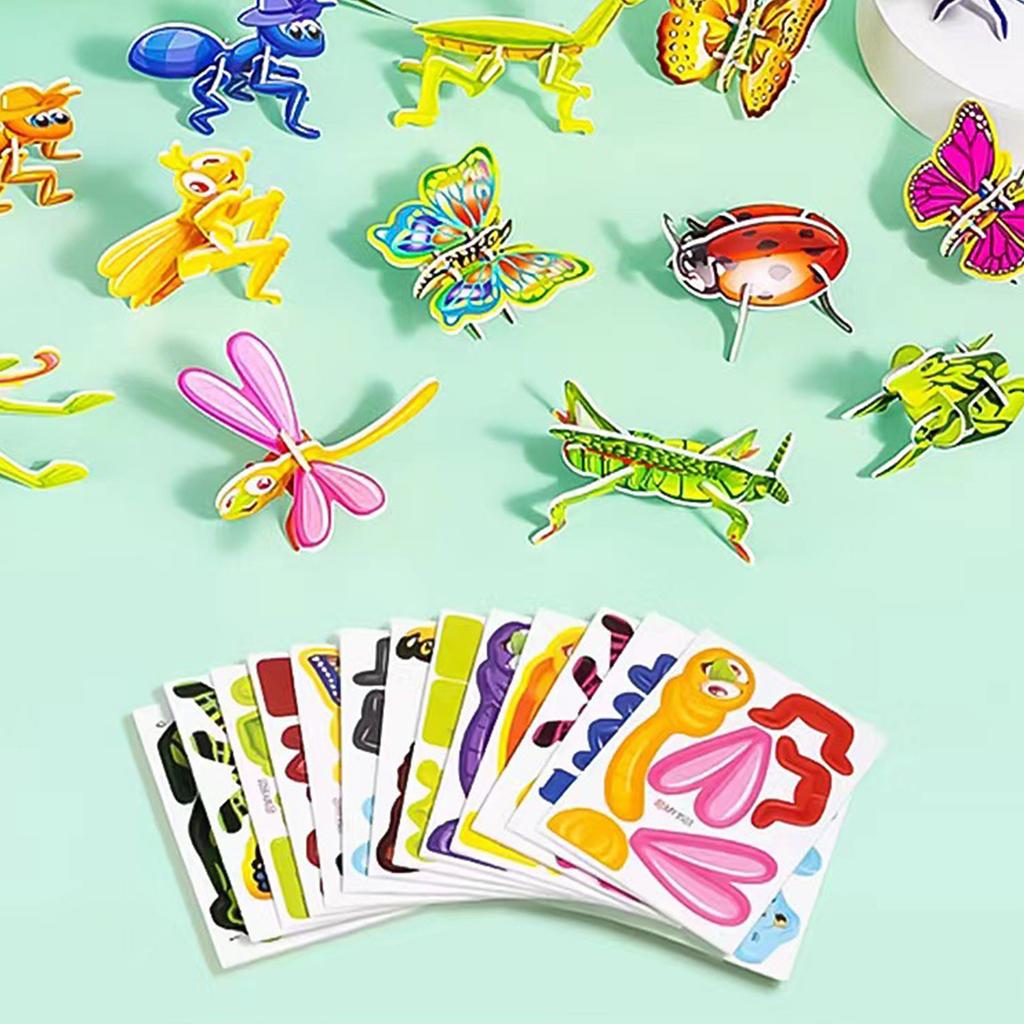 25 listů/sada Puzzle Hračka Kreslený motiv 3D Blok skládačky Předškolní vzdělávací hračka pro trénování mozku pro děti