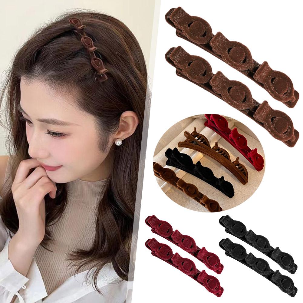 2Pcs/Set Elegant Velvet Barrettes Women Ponytail Hairpin Hair Clip Girls Black Red Ribbon Hair Clip Fashion Hair Accessories