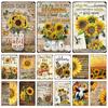 1pc Vintage Sunflower Metal Poster Sign Plaque Tin Painter Residence Garden Patio Plaque Modern Wall Art Decor 8x12 Inch