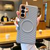 For Samsung Galaxy S26+ Magnetic Case Wave Texture PU Leather Coated PC + TPU Phone Cover