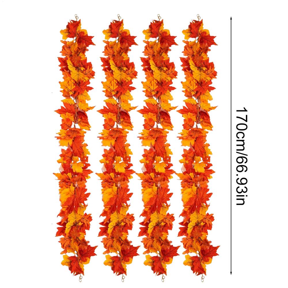 4 Stück Thanksgiving Künstliche Ahornblätter Ranke 1,7 Meter Hängende Ranke Hochzeitsdekoration Herbstkranz Simulation Ahornblätter Ranke