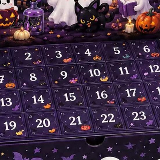 Interactive Unboxing Advent Calendar Halloween with 24 Horror Figures, Mini Cute Ghost Miniature Collectibles Decorations, Spooky Countdown
