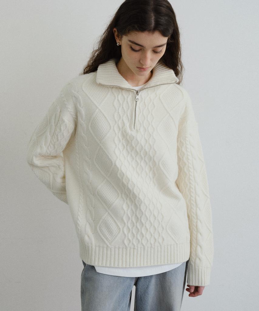 Yulago Cable Half Zip-Up Knit