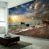 Sea view tapestry, sunrise and sunset coconut tree printed wall hanging cloth, home wall background, sofa covered blanket