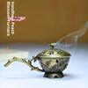 S-1Pc Handheld Plum Blossom Incense Holder Vintage Zinc Alloy Hollow Out Incense Stick Holder With Cover Aromatherapy Ornament