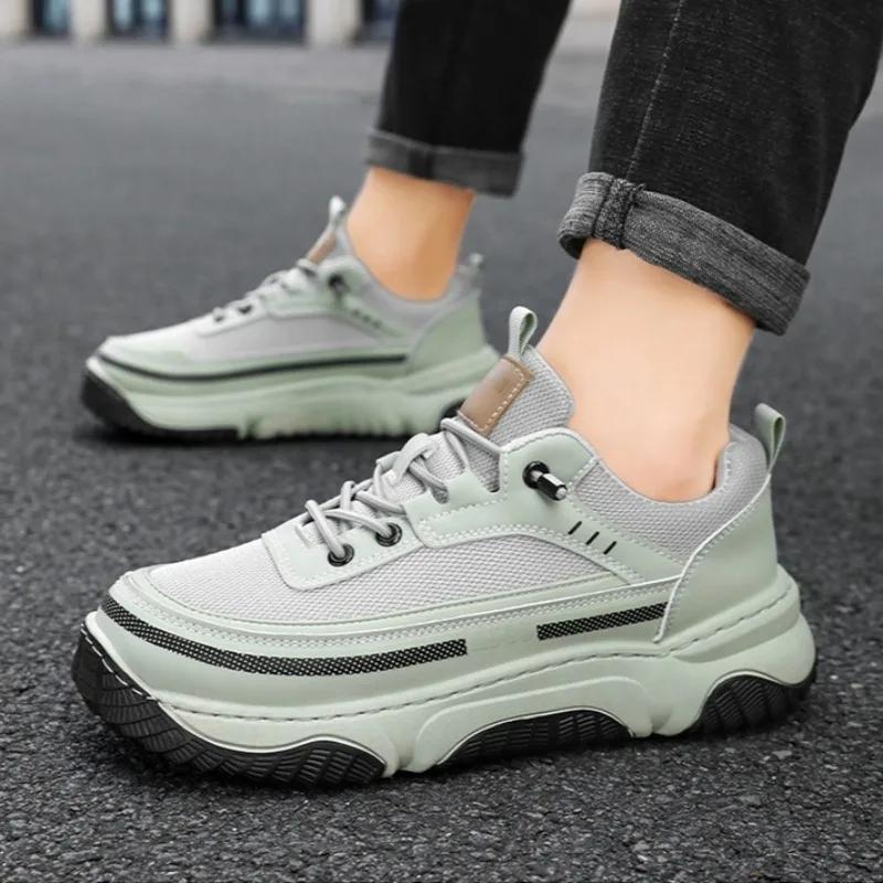 Autumn New Men Breathable Light Mesh Shoes Comfort Casual Height Increasing Anti Slip and Wear-resistant Outdoor Sneakers