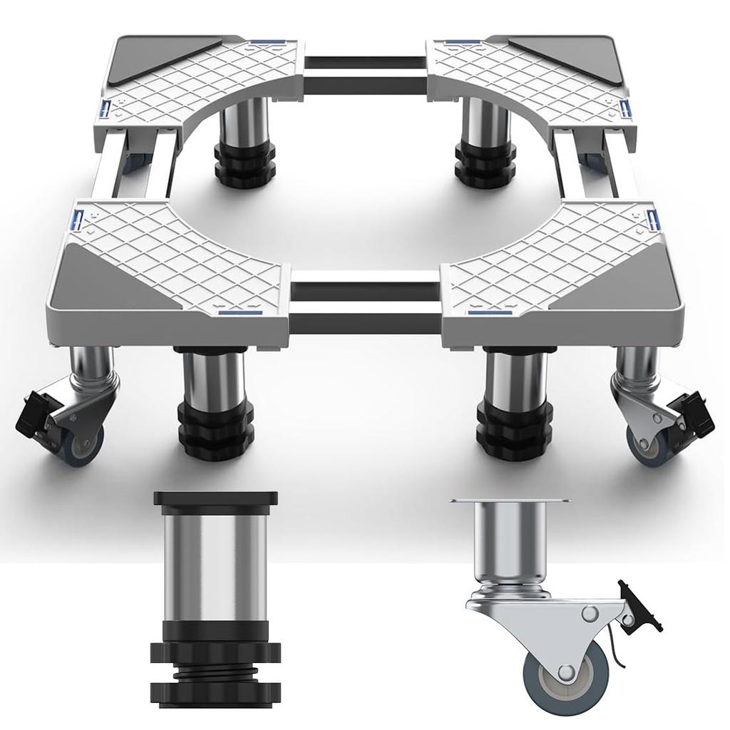 DEWEL Refrigerator Raised Washing Machine 8 4 Stainless Steel 8 Steel 360 Degree Waterproof Length Height Load Capacity Washing Pan with Pad Stand,