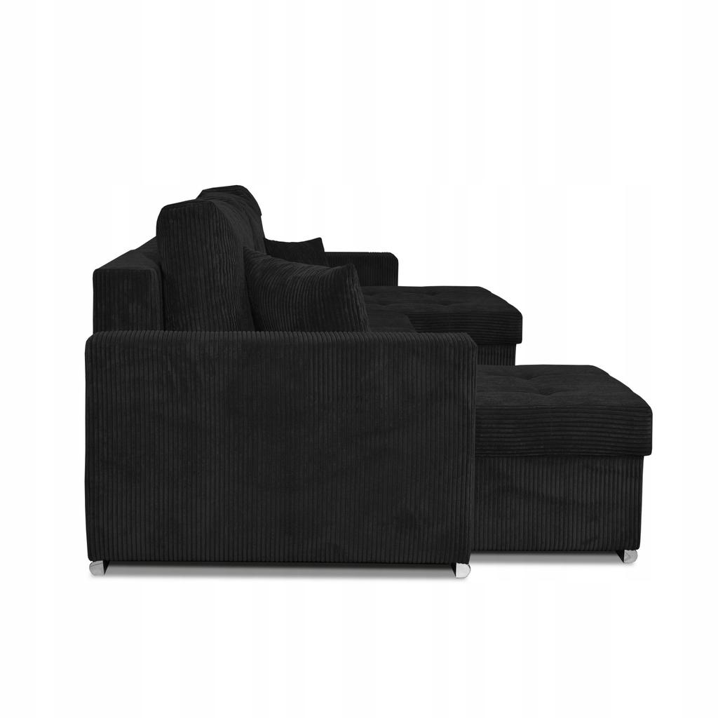 Bonito BIG Corner Sofa Bed Family Meble Corduroy Black