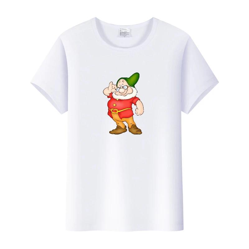 Fashion Cartoon Tees Seven Dwarfs Shirt Summer Tops Aesthetic White T-Shirts 2000s Clothes Y2k Goth Blouse Unisex