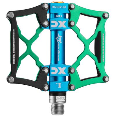 ROCKBROS Bicycle Cross Aluminum Pedals, Bike/MTB, Alloy, Lightweight, Non-Slip, Bearings, 9/16" (Green & Black)