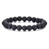 Mens 8mm Natural Stone Beaded Bracelet Geometric Minimalist Design Handmade Polished Volcanic Rock Agate Lapis Lazuli