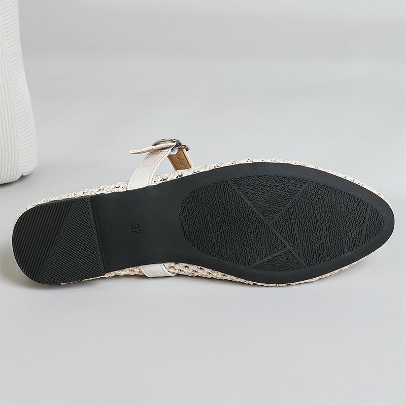 Large size flat sandals - one word with mesh sandals round head casual fishing net sandals