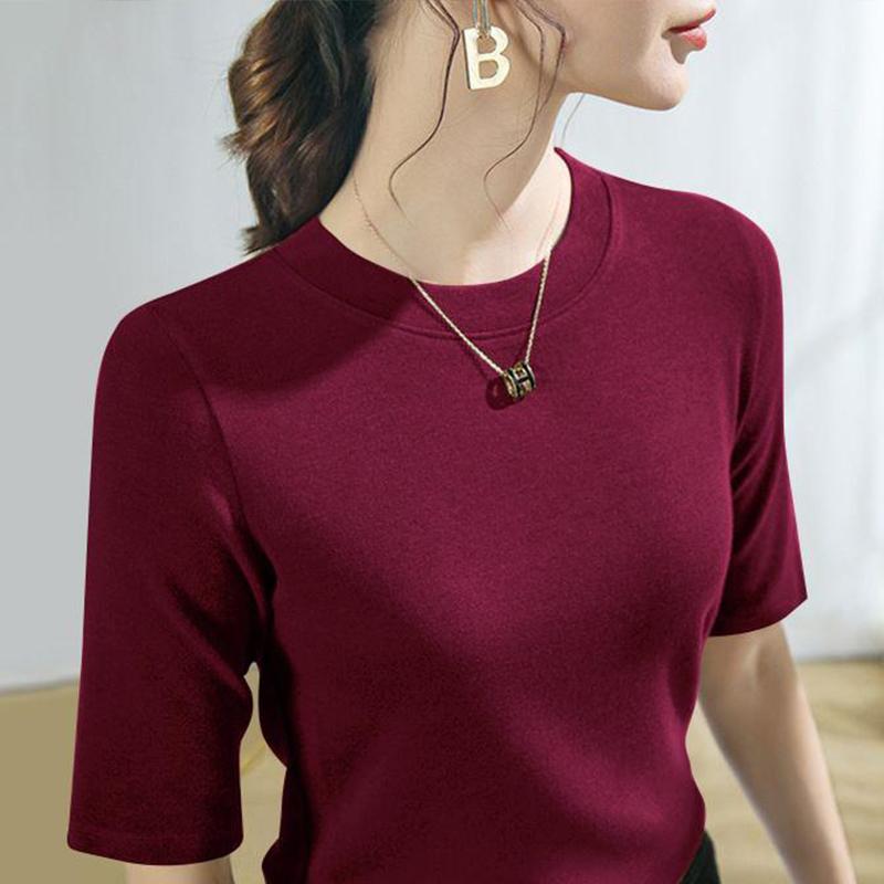 

Тонкие повседневные базовые футболки Женский пуловер с рукавом три четверти Повседневный свитер Блузки Женские однотонные базовые футболки XXXL коричневый