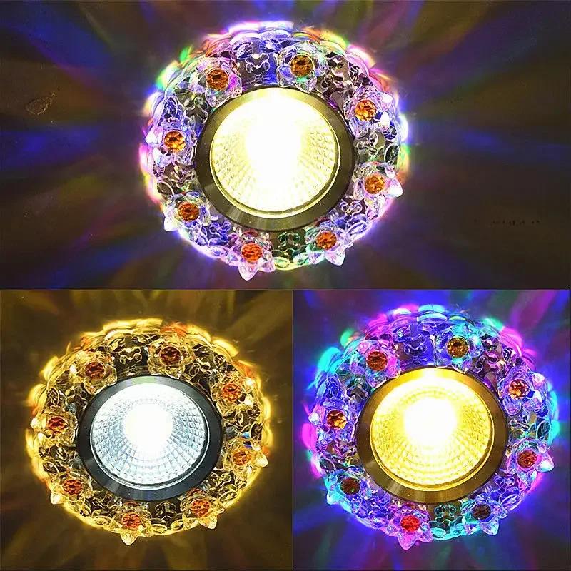 Crystal Spotlight Led Living Room Ceiling Lamp Embedded Bull's Eye Lamp Hole Lamp Color Aisle Small Three-color Downlight