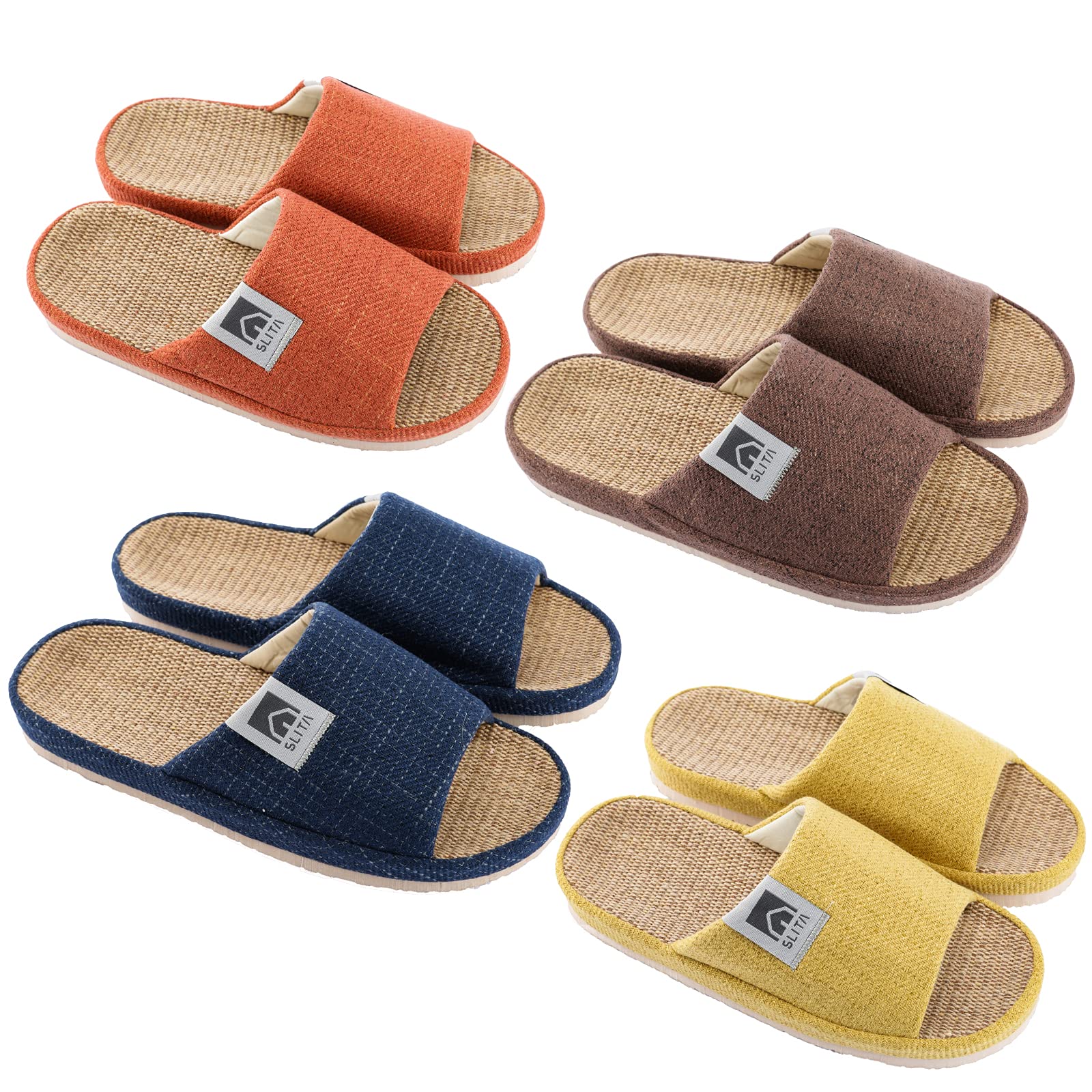 

SLITA Linen Room Thick Cooling Indoor Slippers for Set of 4 pairs per 4 Colors Slippers, Shoes, Open-Front, Sole, Guests, Lightweight, Quiet,