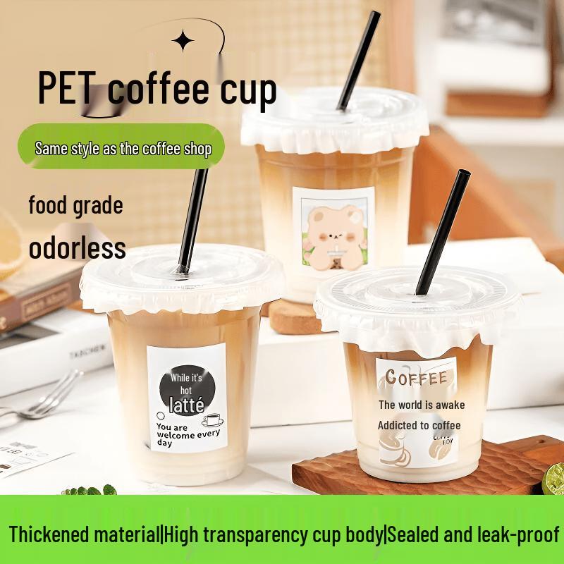 Disposable PET Cold Drink Cups with Lids