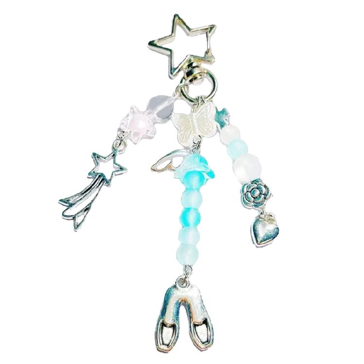 

Unique Beaded Keyrings Star and Strawberry Keychain Heart Shape Bag Charm Suitable for Cuteness Look on Bags and Keys