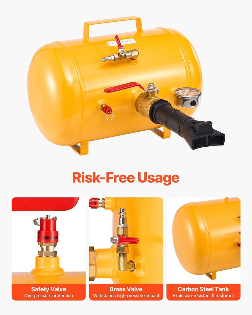 Air Tire Bead Seater, 5 Gal / 18.9 L, Heavy Duty Tire Bead Blaster Tool, 87-116 PSI Operating Pressure, Air Trigger Seating Inflator for Pickup,