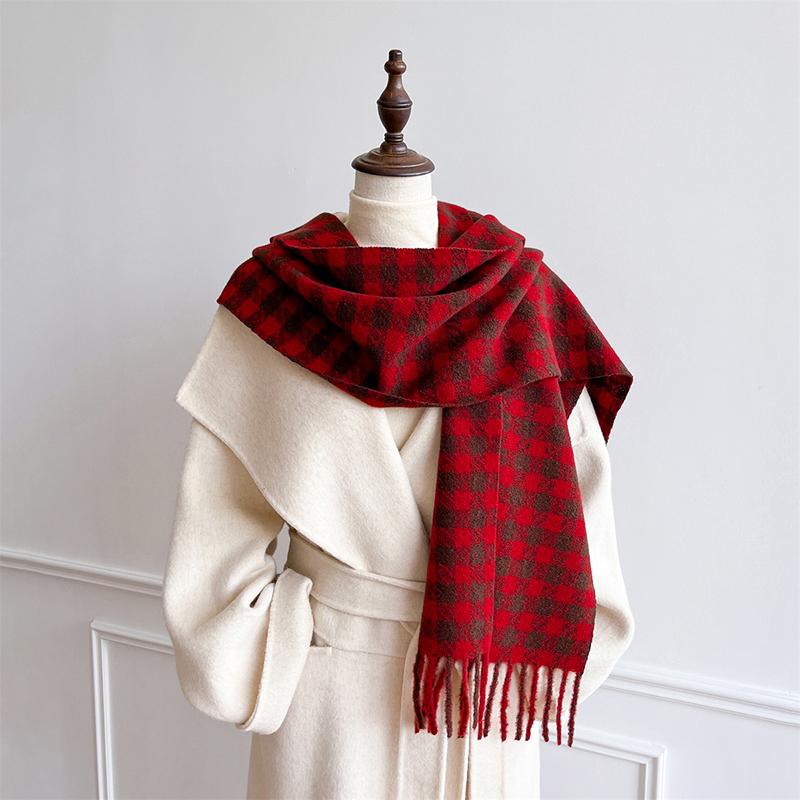Winter Fashion Cashmere Red Plaid Design Scarf Men Women Warm Thicken Shawls Scarves Bufanda Tassel Poncho Echarpe Stoles