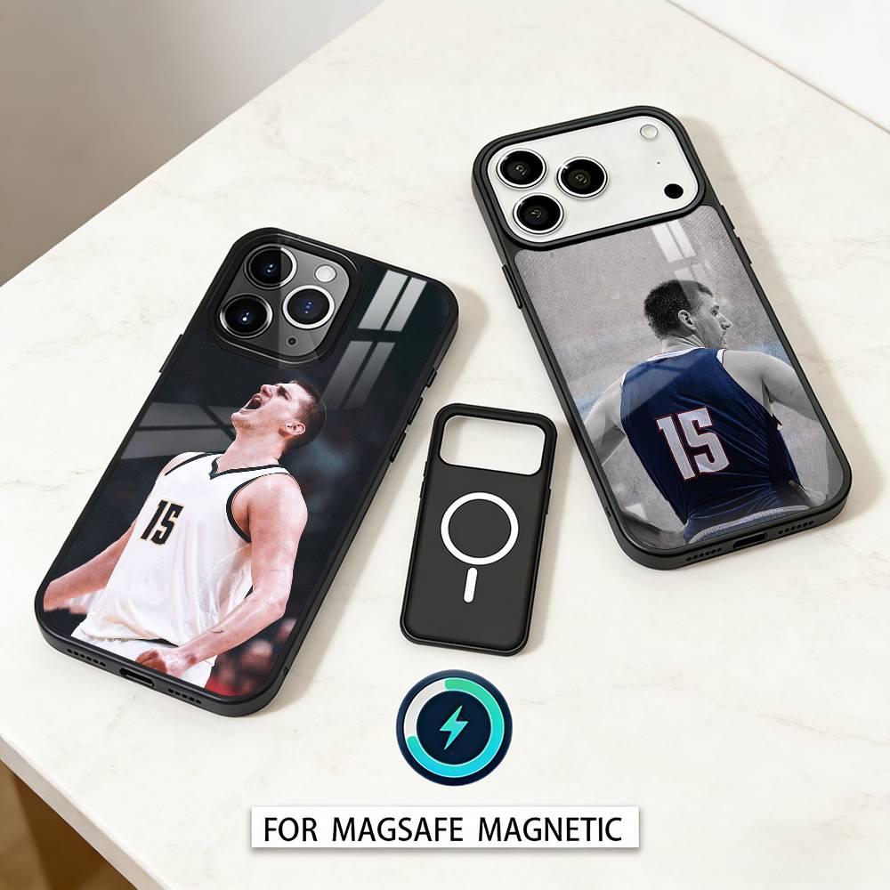 N-Nikola J-Jokic NJ Phone Case For iPhone17,16,15,14,13,12,Pro,Max,Magnetic For Magsafe Wireless Charging