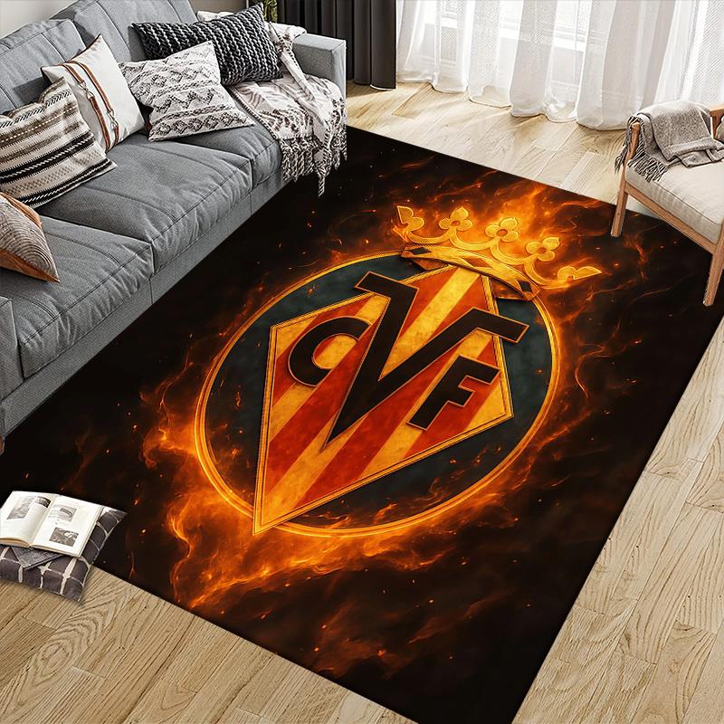 Villarreal Club de Fútbol Flannel Pattern Square Carpet,Area Rug,Carpet Rug for Living Room Bedroom Sofa Playroom Decor,Non-slip Floor Mat