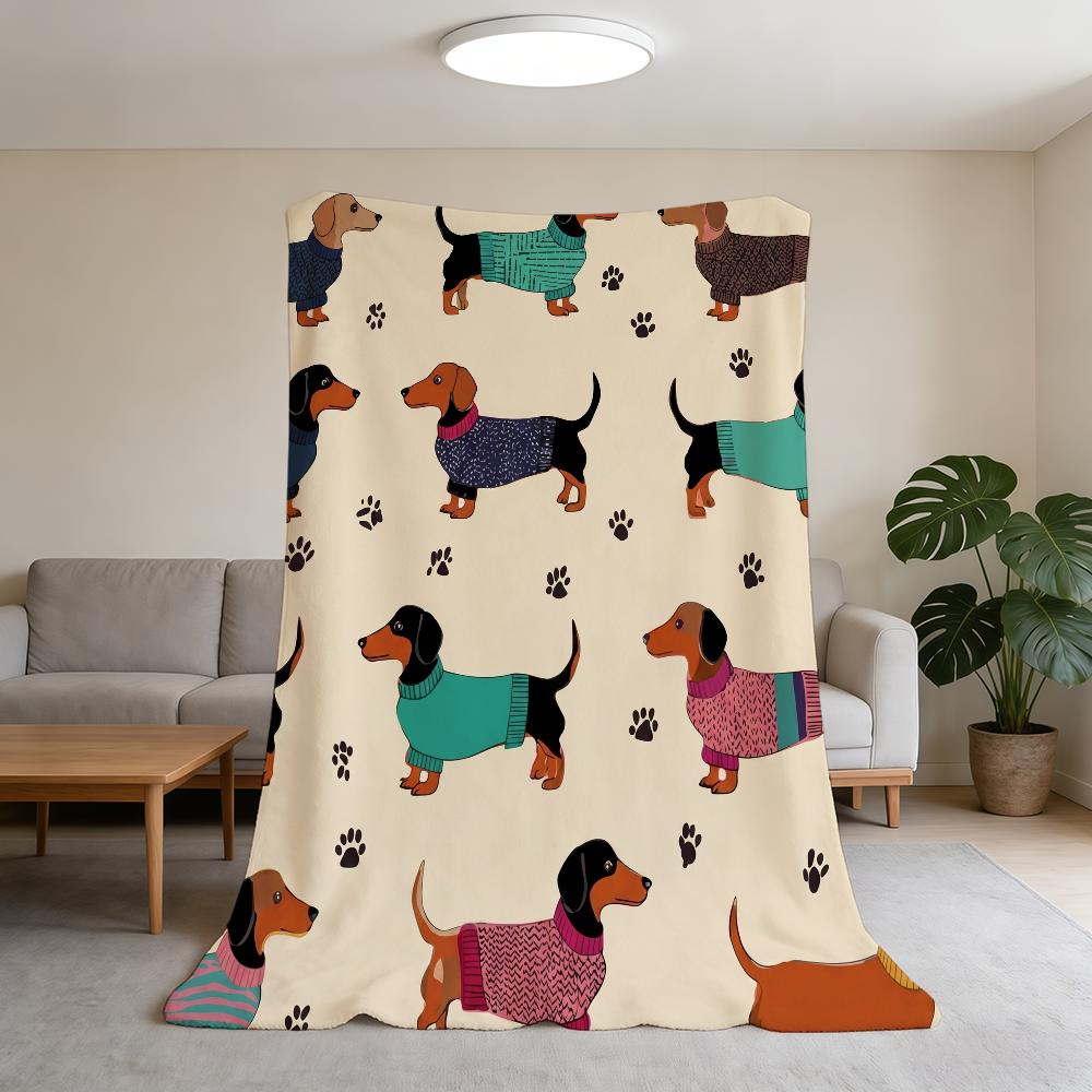 Dackel Cartoon Niedliche Decke Flanell Warm Weich Überwurfdecke Für Zimmer Sofa Kindliche Geburtstagsgeschenke