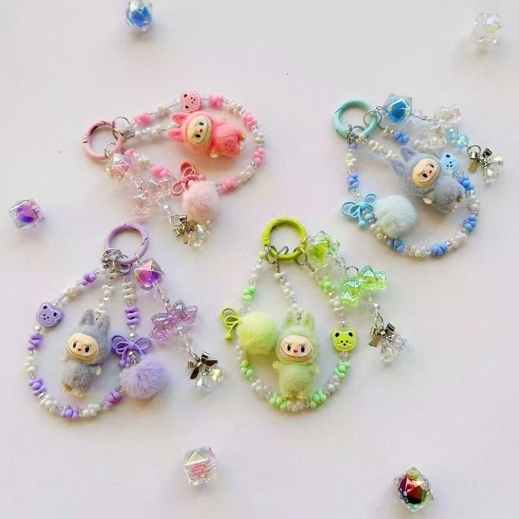 Plush Mini Labubu Phone Chain Backpack Pendant Keychain Gift Cute