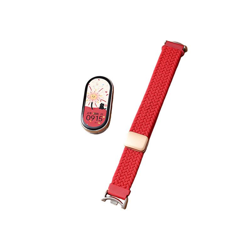 Nyårsröd 2026: Kompatibelt Magnetiskt Silikonläder Metallarmband för Xiaomi Smart Band 10/9/8.