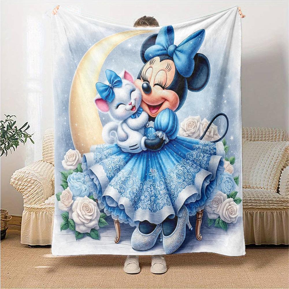 1pc Happy Minnie Blanket Lightweight Flannel Throw for Sofa Bed Travel Camping Livingroom Office Couch Chair