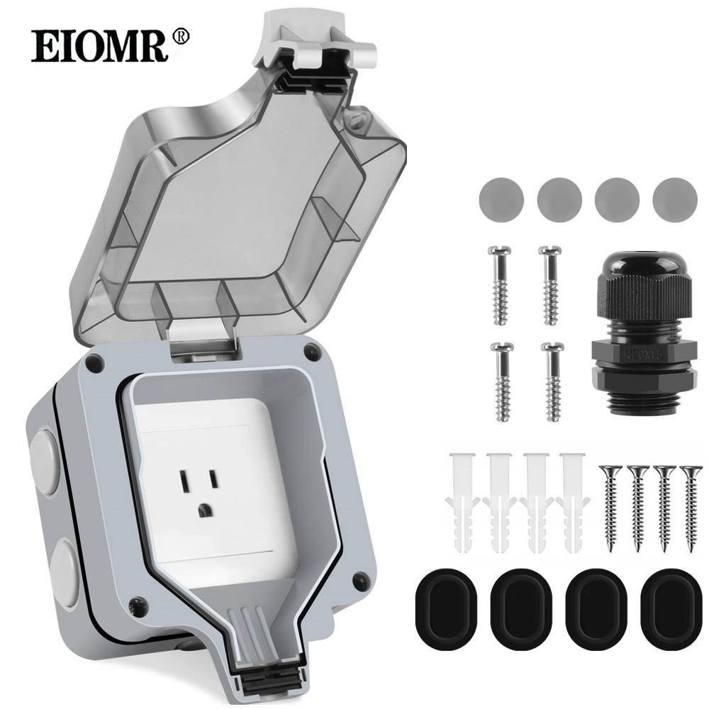 

EIOMR US Outdoor Power Socket,Weatherproof IP66 Power Socket Box,15A 110-250V Outdoor Plug Socket for Garden Outdoor Indoor Wall Single Plug Socket