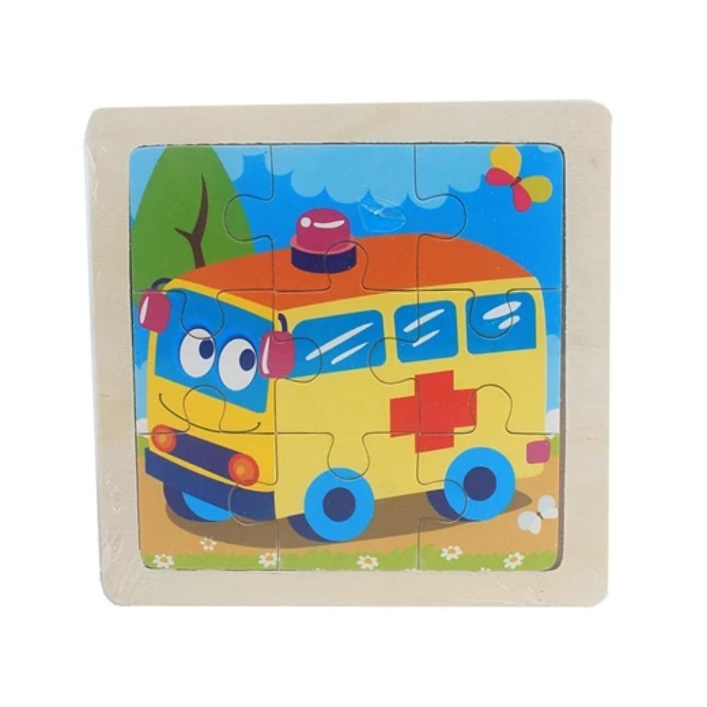 Kids Toy Wood Puzzle Small Size 11*11cm Wooden 3D Puzzle Jigsaw for Children Baby Cartoon Animal/Traffic Puzzles Educational Toy