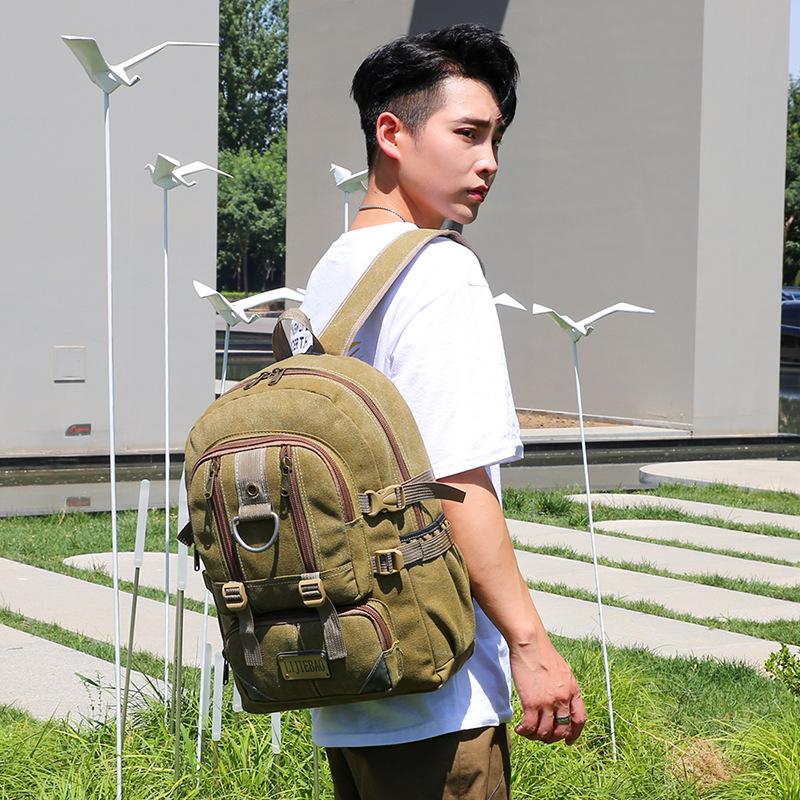 Vintage Canvas Backpack Women'S Outdoor Backpack Male Middle School Student Casual Schoolbag Large Capacity Computer Bag