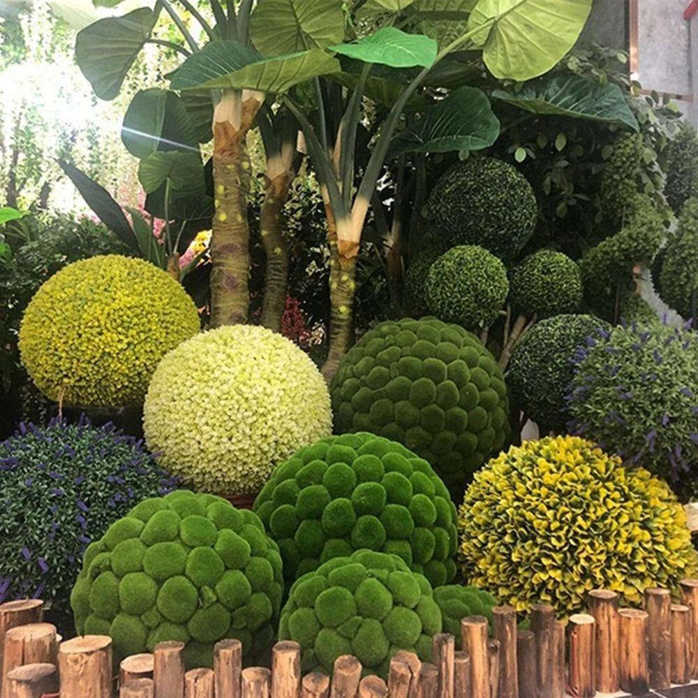 DIY Faux Green Plants Eternal Life Flocking Green Ball Artificial Moss Ball  Hotel Decoration