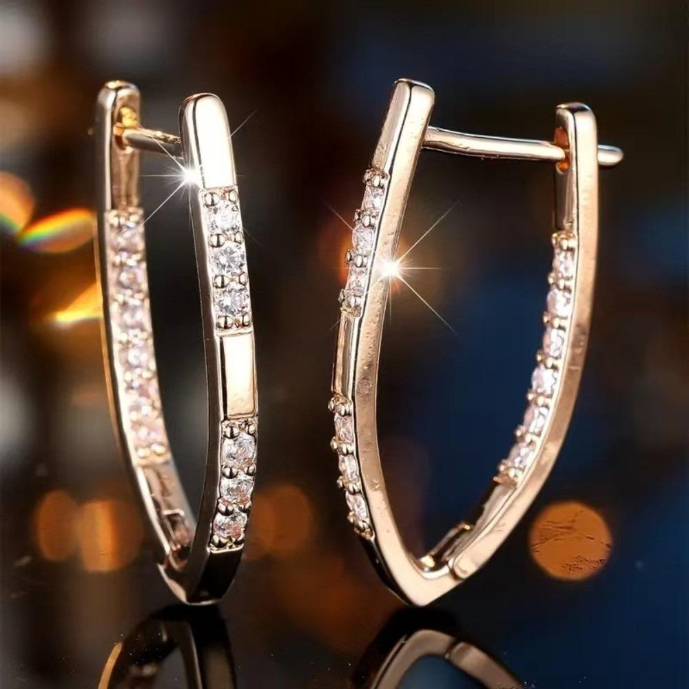 Trendy Accessory Zirconia Earrings V-Shaped Geometry Earrings Dangle Earrings Jewelry Accessory