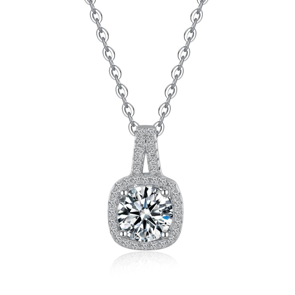 1/2CT Moissanite Necklace for Women S925 Sterling Silver Square Laboratory Diamond Pendant Fashionable Wedding Luxury Jewelry