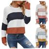 Women's Casual Casual Pullover Sweater Stripe Contrast Colour Short Long Sleeve Sweater