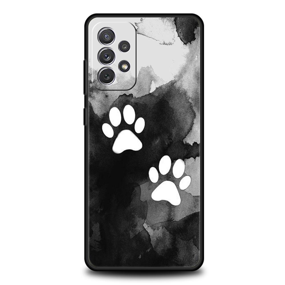 Phone Case for Samsung Galaxy A13 A15 A17 A07 A21S A22 A23 A25 A31 A73 A32 A52 A52S A41 5G Soft TPU Shell Dog Footprint Paw Cute