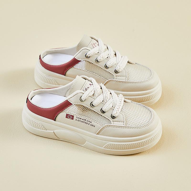 New Summer White Shoes for Female Students' Thick Sole Heightened Mesh Breathable Casual Shoes