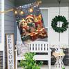 1pc, Merry Christmas Kitten & Gift Double-Sided Garden Flag, Polyester, Outdoor Lawn Decoration, Festive Holiday Yard Banner