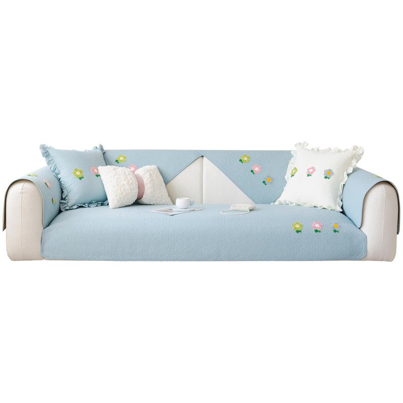 Pastoral Style Cotton Four Seasons Universal Sofa Cushion Simple Backrest Cover Towel Sofa Cover Non-Slip Sofa Cushion